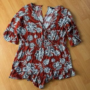 Red Floral Romper